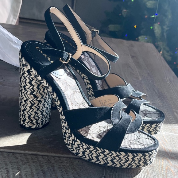 Coach Talina Black Suede Sandal - Picture 1 of 8